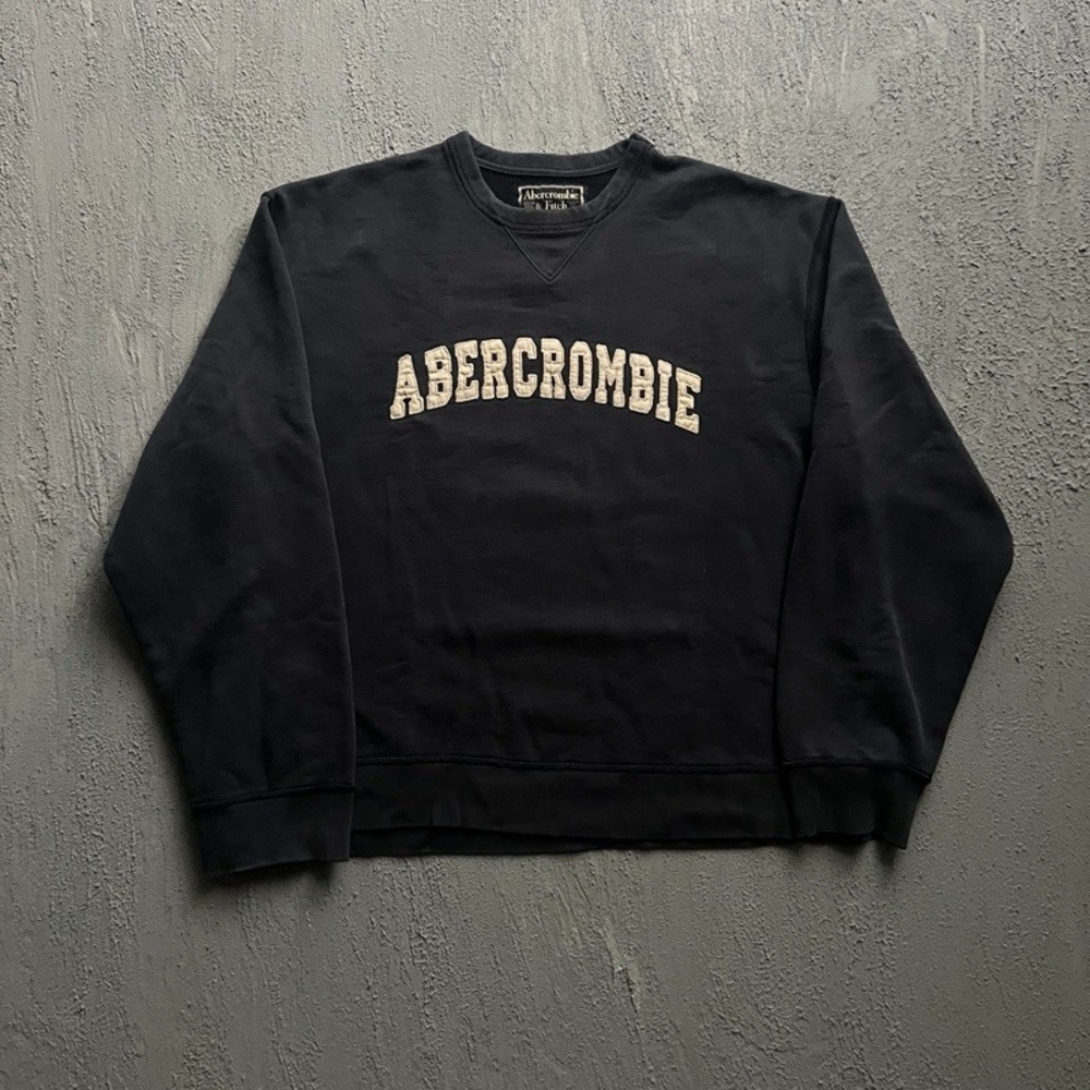Vintage Abercrombie & Fitch Sweatshirt Large Blue 1990s Spellout Crewneck